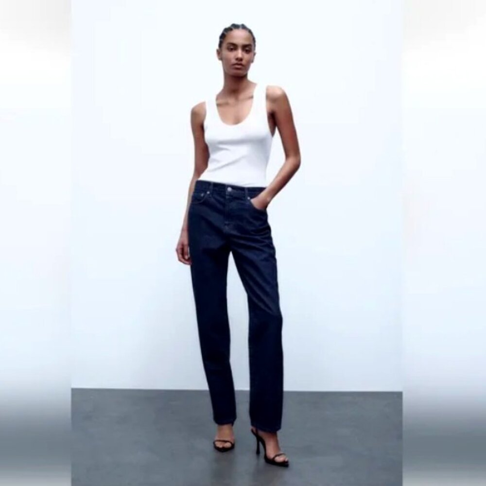 NWT Zara MID-RISE ZW STRAIGHT CUT LOOSEFIT JEANS BLUE Size 8